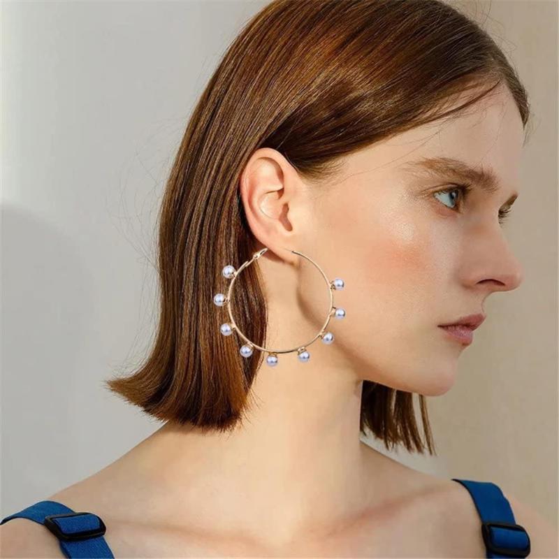Pearl Hoop Earrings Imitation Large Round Circle Pearl Dangle Loop Earrings for Women Girls Jewelry
Pearl Hoop Earrings Imitation Large Round Circle Pearl Dangle Loop Earrings for Women Girls Jewelry