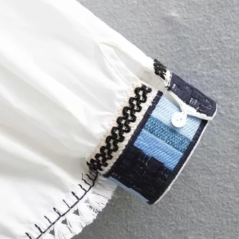 Women Embroidery Stitching Tassels Decoration Jacket Leisure Long Sleeve Coat Loose tops fashion Streetwear Outerwear T200319