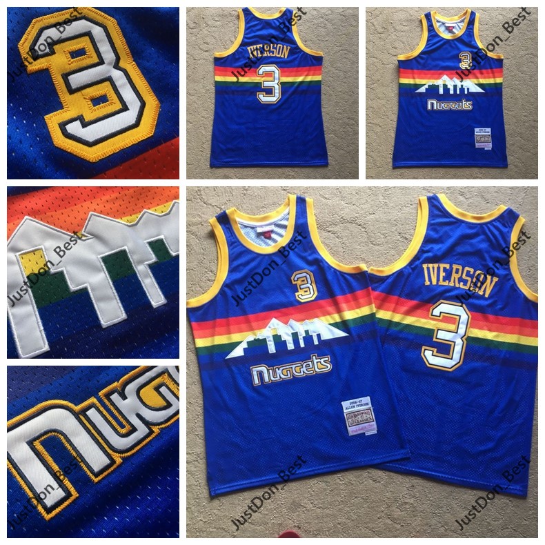 Mens Vitage Denver Nuggets Jerseys Allen Iverson 3 blue Mitchell & Ness Stitched Hardwoods Classics Swingman Shirts camisetas, Black;red
Mens Vitage Denver Nuggets Jerseys Allen Iverson 3 blue Mitchell & Ness Stitched Hardwoods Classics Swingman Shirts camisetas, Black;red
