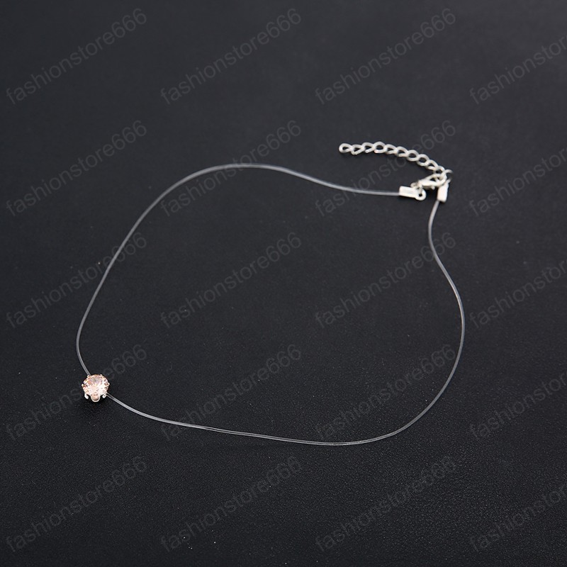 Hot Sale Teardrop Torques 2020 Transparent Fishing Line Jewelry Golden Necklace Torques Clavicle Invisible Woman Necklace
