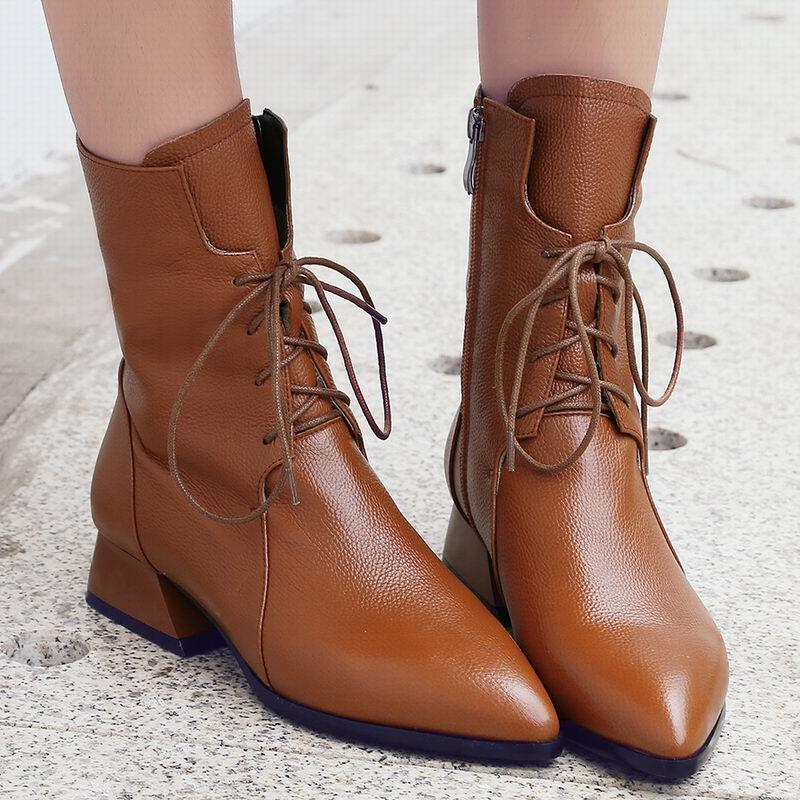 Ankle Boots Short Plush Lining Women Shoes Lace-up Riding Boots New Simple Versatile Winter Pointed Flat Leather Big Size 34-421, Brown plush in
Ankle Boots Short Plush Lining Women Shoes Lace-up Riding Boots New Simple Versatile Winter Pointed Flat Leather Big Size 34-421, Brown plush in