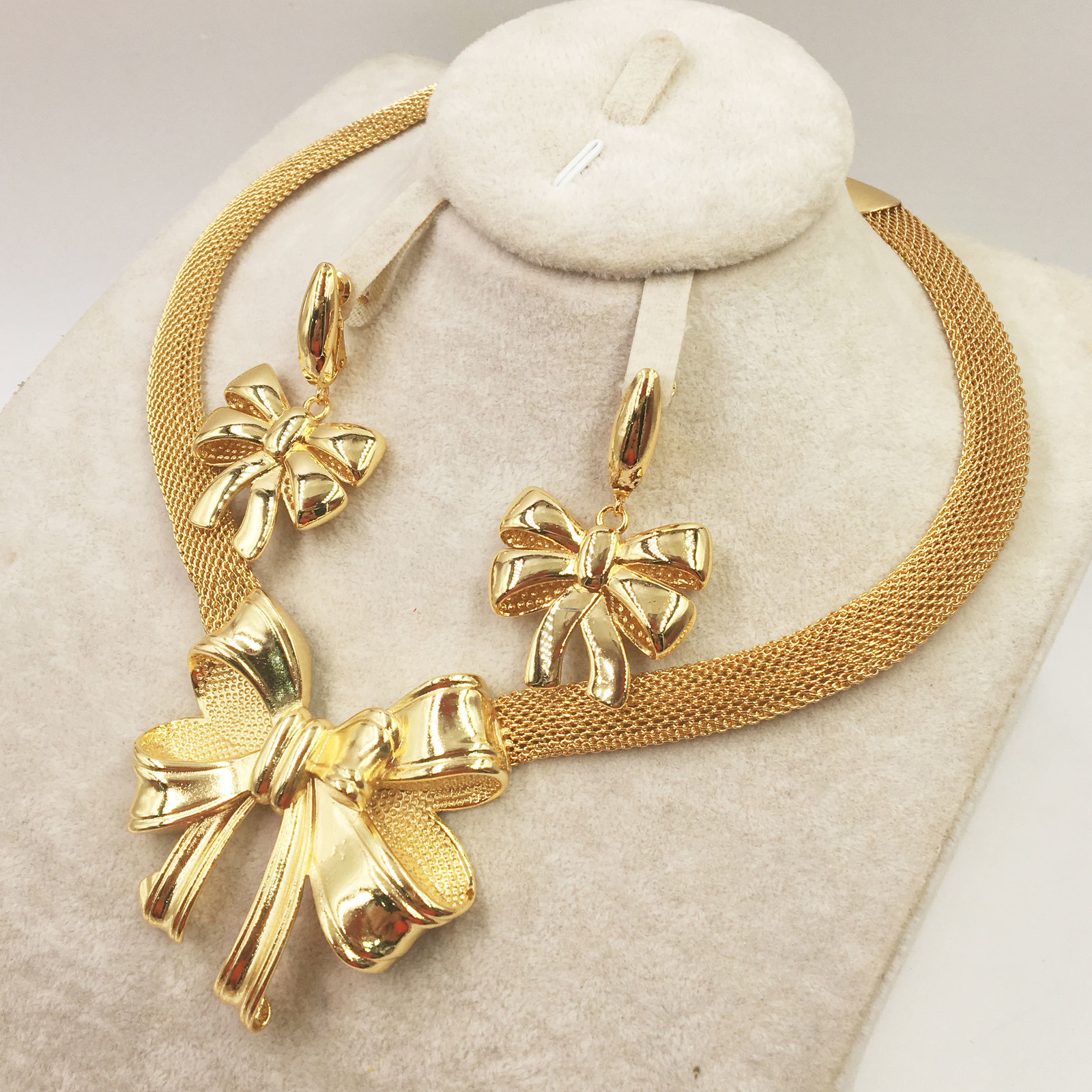 Dubai gold necklace earrings collection fashion Nigeria wedding African pearl jewelry collection Italian women's jewelry set 201222