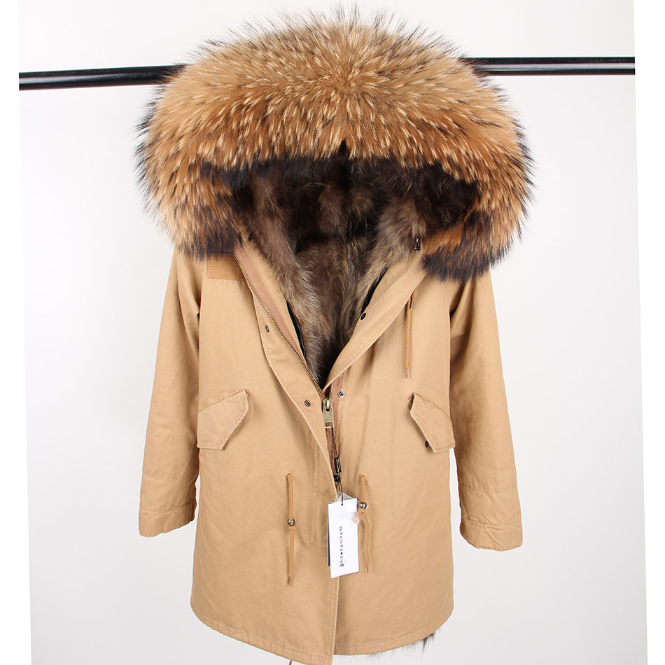 Men's Real raccoon fur Jacket Men Real Fur Parka with Removable Raccoon Fur Liner Hood Winter Long Warm Coat 201027