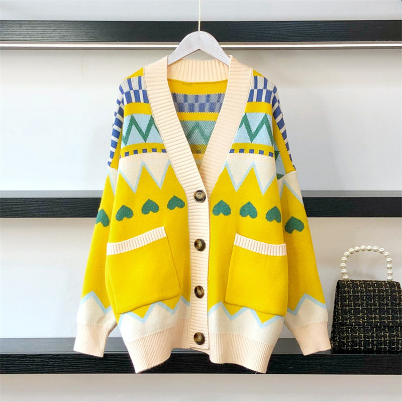 2021 New Autumn Female Thick Kawaii Cardigan Vintage Korean Neck Printed Sweaters Swedish Mujer NG3F, Orange
2021 New Autumn Female Thick Kawaii Cardigan Vintage Korean Neck Printed Sweaters Swedish Mujer NG3F, Orange