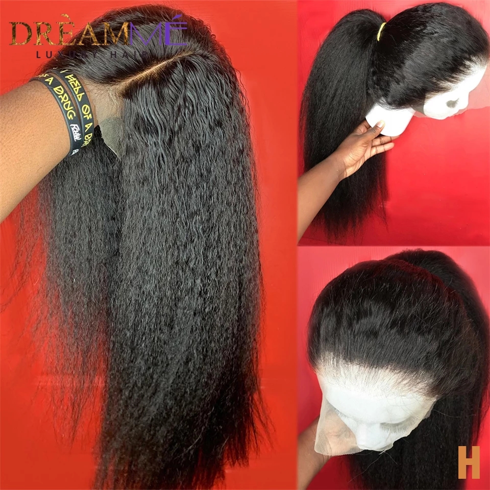 Kinky Straight Wig 13*4 Lace Front simulation Human Hair Wigs PrePlucked Yaki Lace Wig 13x4 Lace Closure synthetic Wig For Black Women