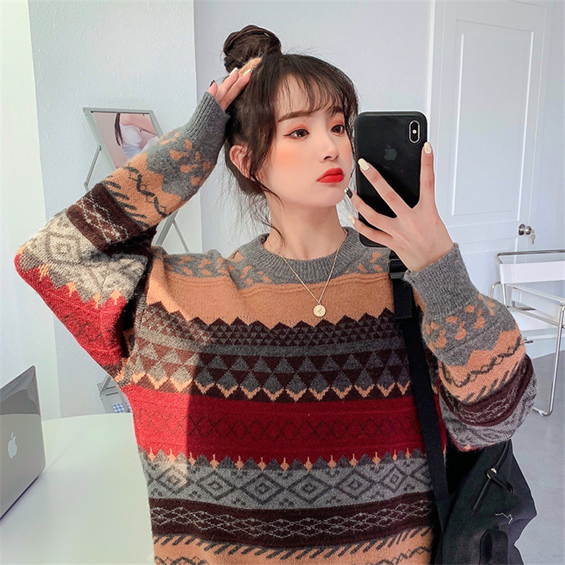 2021 Winter Female New Vintage Mori Style Loose in Cocoon Shape Sweater Argyle Long Sleeves Knitted or Crocheted Tops PHRO, Games
2021 Winter Female New Vintage Mori Style Loose in Cocoon Shape Sweater Argyle Long Sleeves Knitted or Crocheted Tops PHRO, Games