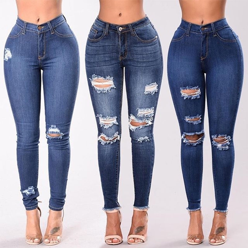New Spring Fashion High Waist Mom Jeans Female Ripped Jeans For Women Black Denim Skinny Jeans Woman Plus Size Pencil Pants 201105