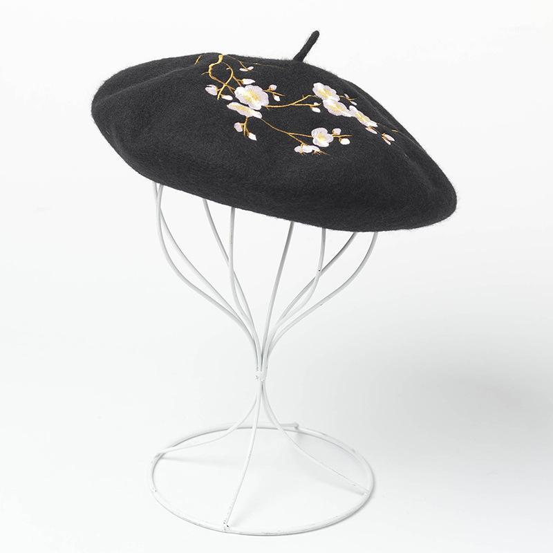 Autumn And Winter China Plum Flowers embroidery Retro Wool Beret Hat Painter Hat Ladies Fashion Wool Warm Christmas Present1, Black
Autumn And Winter China Plum Flowers embroidery Retro Wool Beret Hat Painter Hat Ladies Fashion Wool Warm Christmas Present1, Black