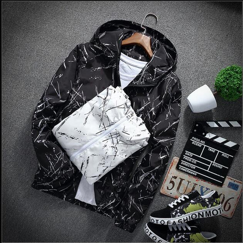 Men's Coat Printing Ink Hooded Jacket Male Blazer Spring Summer Men's Clothing Bomber Jackets Men Plus Size M-XXXL 201130