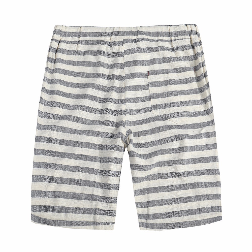 Spring Summer New Men's Shorts Fashion Casual Bermuda Striped Beach Straight Loose Cotton Shorts T200409