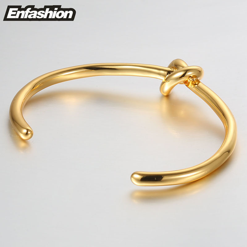 ENFASHION Wholesale Knot Cuff Bracelets Gold Color Manchette Bangle Bracelet For Women Armband Fashion Jewelry Pulseiras B4286 220225