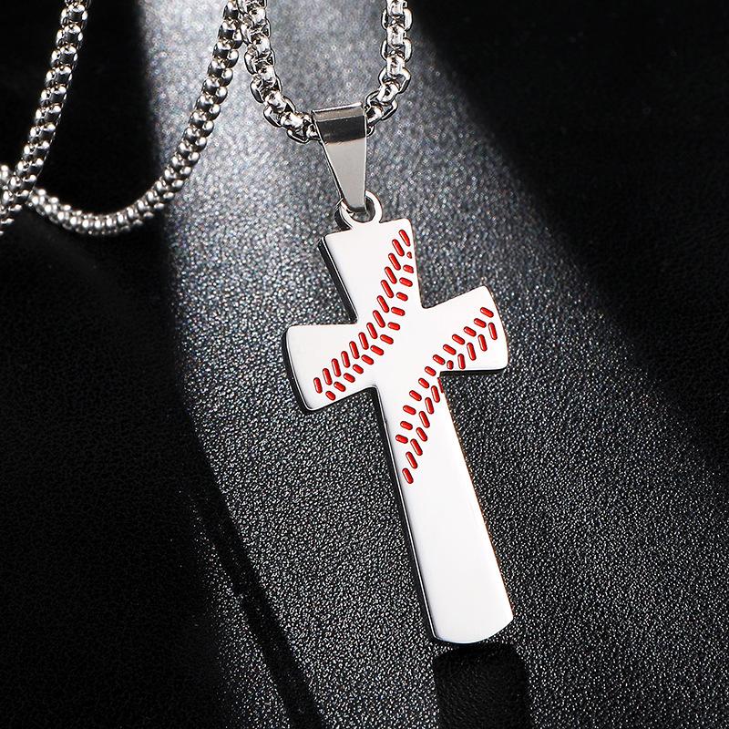 Bible Verse Stainless Steel Baseball Cross Necklace For Men Women Lovers Lord's Prayer Necklaces Christian Jewelry Religious Gift for Man Boys Sw