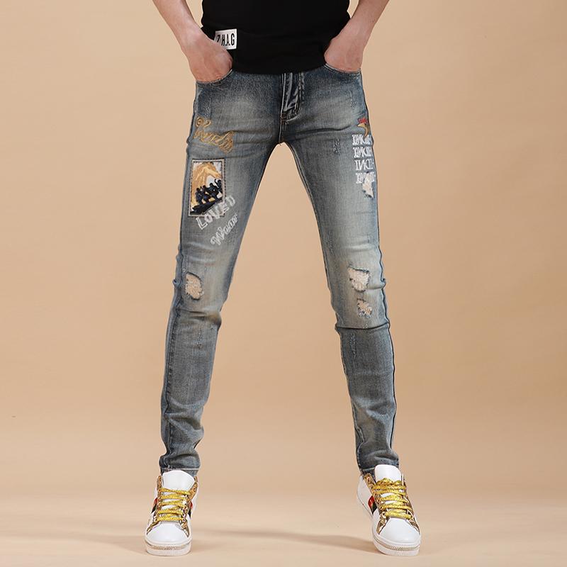 Men's Embroidery Jeans Summer Fashion Ripped Stretch Straight Jean, Light blue
Men's Embroidery Jeans Summer Fashion Ripped Stretch Straight Jean, Light blue