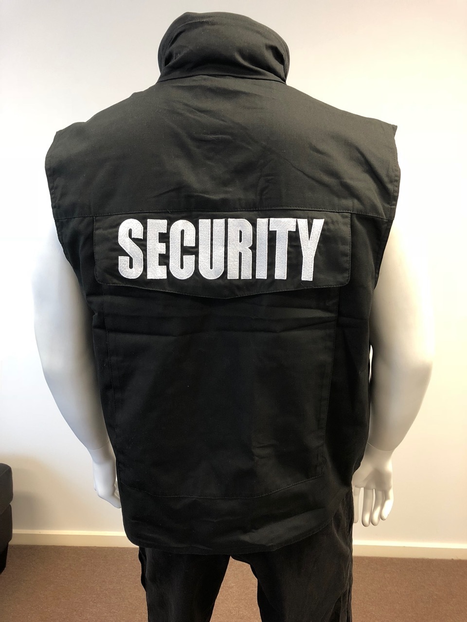 Mens Womens Army Style SECURITY Uniform Vest - Black -Size S, M,L,XL,2XL 201120