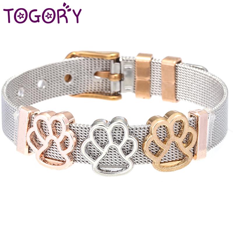 Charm Bracelets TOGORY Crystal Cute Dog Claw Slide Keeper Stainless Steel Fine Mesh Bracelet For Women Fashion Jewelry
Charm Bracelets TOGORY Crystal Cute Dog Claw Slide Keeper Stainless Steel Fine Mesh Bracelet For Women Fashion Jewelry