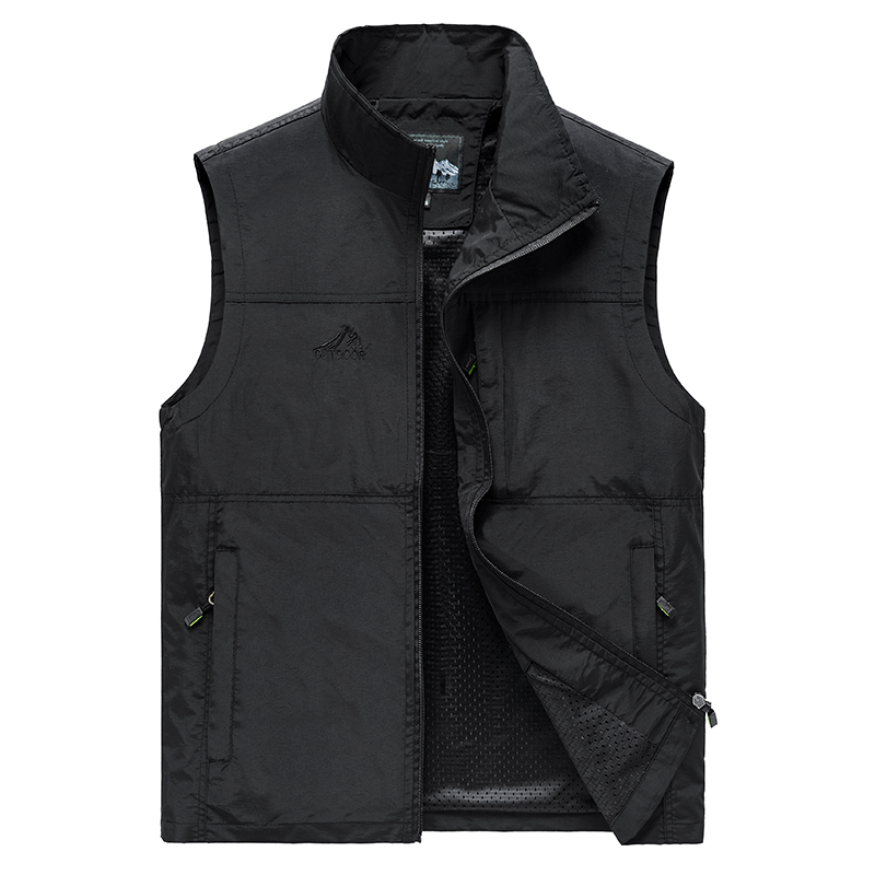 Sleeveless Vest Men Summer Breathable Waistcoat Multipockets Vest Jacket Men Outdoor Fishing Photography Vest Travel Clothes 7XL 201120