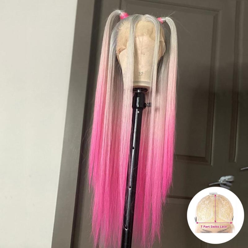 13*1 T Lace Human Hair Wigs 613 Pink Ombre Blonde Bleached Knots Transparent Lace Middle Part Brazilian Remy Straight Hair, As pic
13*1 T Lace Human Hair Wigs 613 Pink Ombre Blonde Bleached Knots Transparent Lace Middle Part Brazilian Remy Straight Hair, As pic