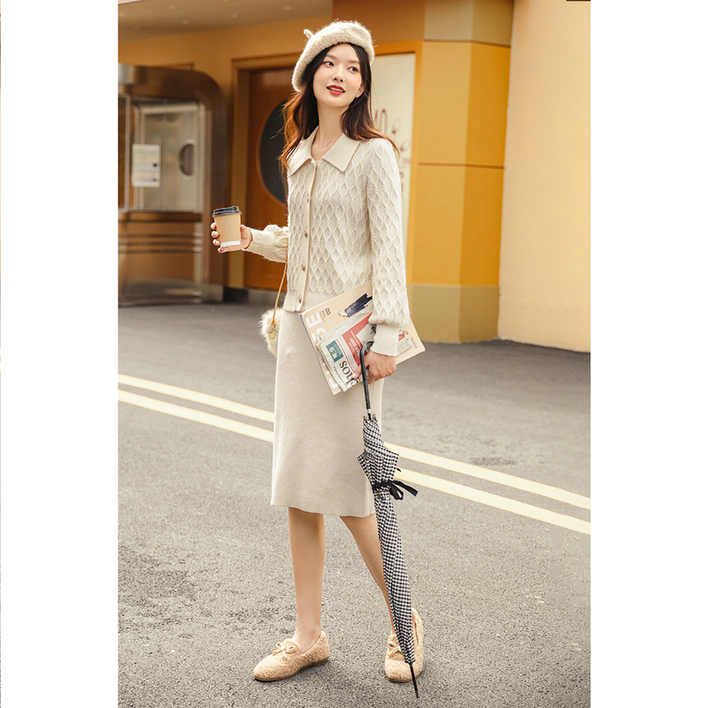 INMAN Winter Arrivals Long Sleeve Cardigan Versatile Jacquard Knit Puure Color Women's Sweater 201223