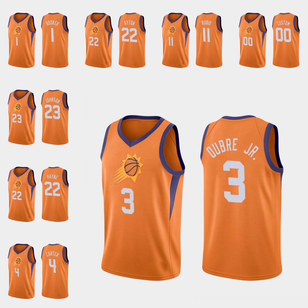 Phoenix Suns Men Devin Booker Trevor Ariza Deandre Ayton Jevon Carter Ricky Rubio NBA Orange Custom Statement Jersey, Black
Phoenix Suns Men Devin Booker Trevor Ariza Deandre Ayton Jevon Carter Ricky Rubio NBA Orange Custom Statement Jersey, Black