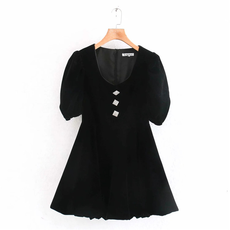 2021 New Women Velvet Puff Sleeves Vintage French Mini Dress Fashion O-neck Button Decoration Female Elegant Dresses Phwc, Black
2021 New Women Velvet Puff Sleeves Vintage French Mini Dress Fashion O-neck Button Decoration Female Elegant Dresses Phwc, Black