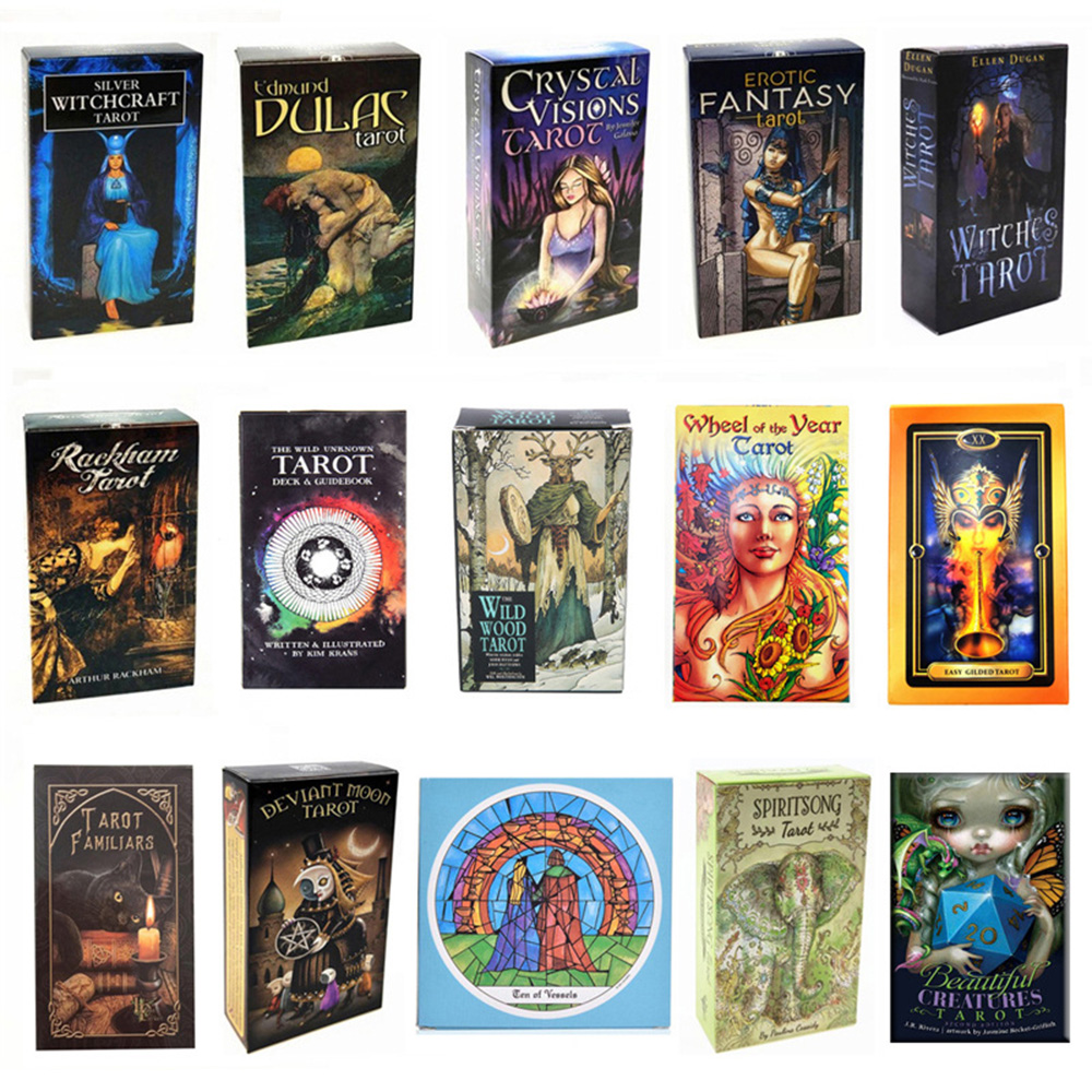 New Arrivals 15 Styles Tarots Witch Rider Smith Waite Shadowscapes Wild Tarot Deck Board Game Cards with Colorful Box English Version
New Arrivals 15 Styles Tarots Witch Rider Smith Waite Shadowscapes Wild Tarot Deck Board Game Cards with Colorful Box English Version