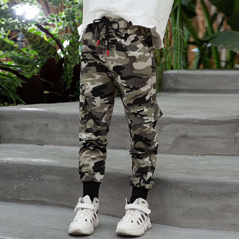 INS hot girls long pants 4-13 years old Cotton Spring and autumn casual Printed camouflage pants cargo pants for kids LJ201019
