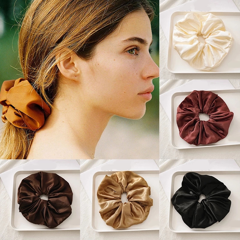 Oversize Scrunchies Big Hair Ties Elastic Hair Bands Girs Ponytail Holder Smooth Satin Silk Scrunchie Women Hair Accessories от DHgate WW