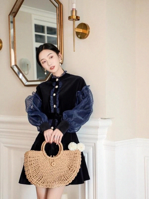 JXMYY 2020 New autumn winter women Lantern sleeve Runway Dress velvet Patchwork mesh Dot female Chic Tie Up dresses #Qu1i, Black;gray
JXMYY 2020 New autumn winter women Lantern sleeve Runway Dress velvet Patchwork mesh Dot female Chic Tie Up dresses #Qu1i, Black;gray