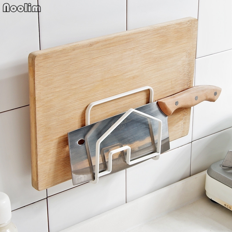 

NOOLIM Wall-mounted Multi-Grid Iron Cutting Board Rack Kitchen Lid Rack Pot Drainer Knife Stand Shelves Kitchen Organizer Y200429