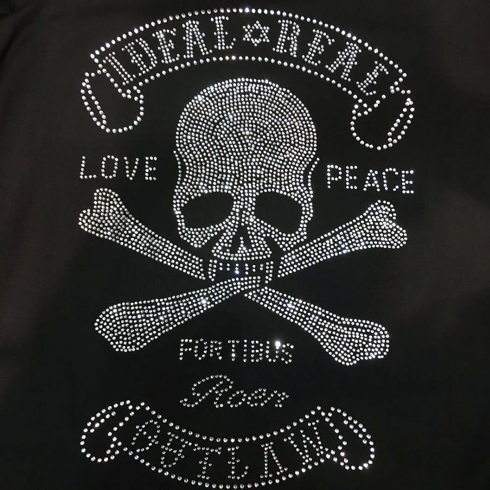 New Skull hot diamond T shirts Stretch Cotton Long sleeve T-shirt Gothic Style men's high quality rhinestone Tshirt Big size 5XL 201202