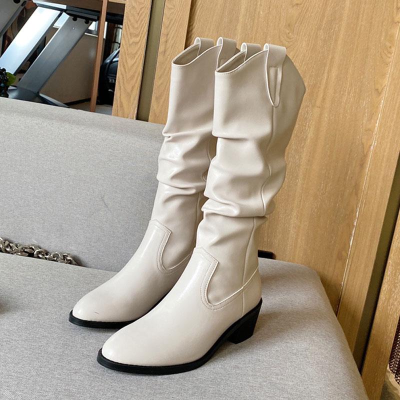 Winter Women Knee High Heel Boots Fashion Pointed Toe Thick Heels Woman Pleated Long Boots Female Zipper Motorcycle Shoes, Beige
Winter Women Knee High Heel Boots Fashion Pointed Toe Thick Heels Woman Pleated Long Boots Female Zipper Motorcycle Shoes, Beige