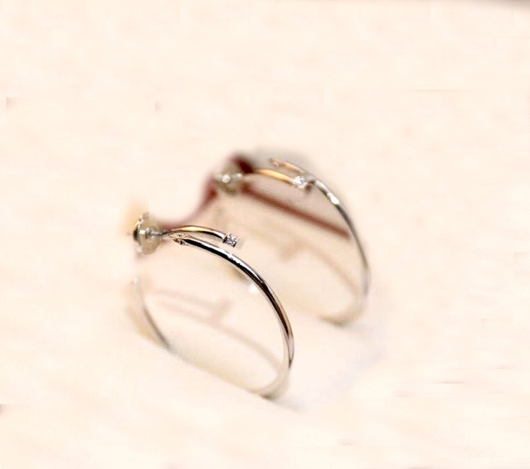 V gold material top quality Charm large size round shape drop earring in three colors plated with diamonds for women wedding jewelry gift have stamp P