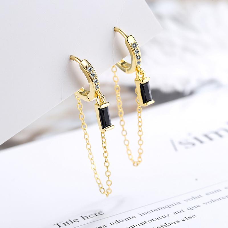 Hoop & Huggie Gold Chains Black Crystal Square Charms Decorations Earrings For Women Hoops Wedding Jewelry Earring Ali20006
Hoop & Huggie Gold Chains Black Crystal Square Charms Decorations Earrings For Women Hoops Wedding Jewelry Earring Ali20006