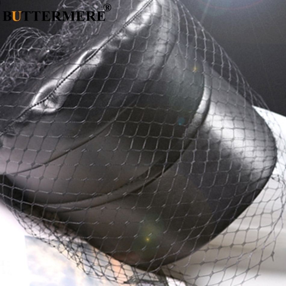 BUTTERMERE Leather Military Cap Women Black Captain Hat With Veil Elegant Solid Fiddler Cap Ivy Female Autumn Casual Sailor Caps Y