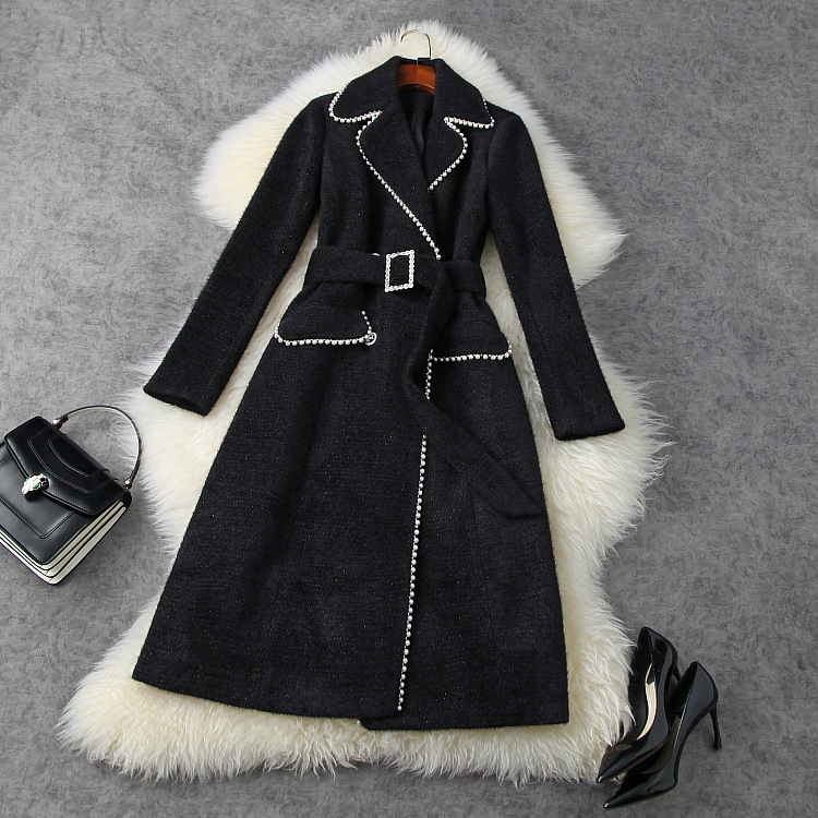 European and American women' wear 2020 winter new style Long - sleeved double - breasted bead Fashion belt imitation sable coat, Black
European and American women' wear 2020 winter new style Long - sleeved double - breasted bead Fashion belt imitation sable coat, Black