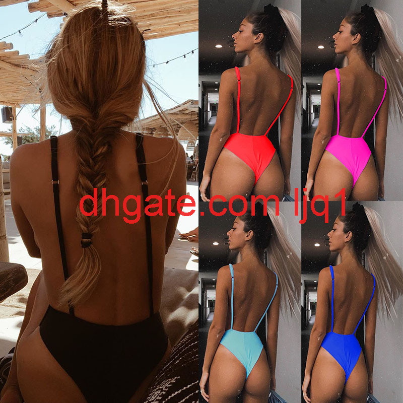 New bikini swimsuit women' multicolor leaky back one piece, Pink
