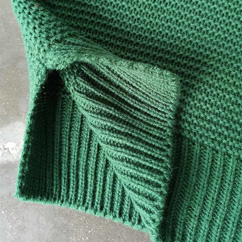 Casual Loose Autumn Turtleneck Sweater Women Oversize Solid Knitted Sweaters Warm Long Sleeve Pullover Sweater Black Green 201221