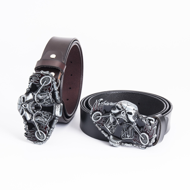 Mens Chic Leather Skull Leather Belt Cowhide Designer Fashion Belts Harley Biker Personality Gridle, Black
Mens Chic Leather Skull Leather Belt Cowhide Designer Fashion Belts Harley Biker Personality Gridle, Black