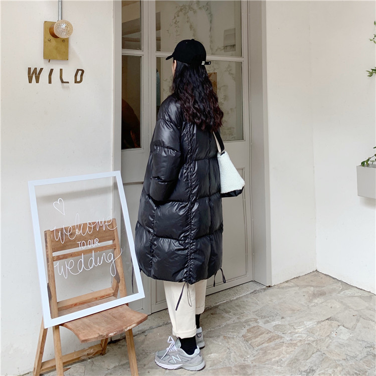 Down cotton padded jacket thickened winter hooded long sleeve thickened medium long fashionable casual padded jacket 201019