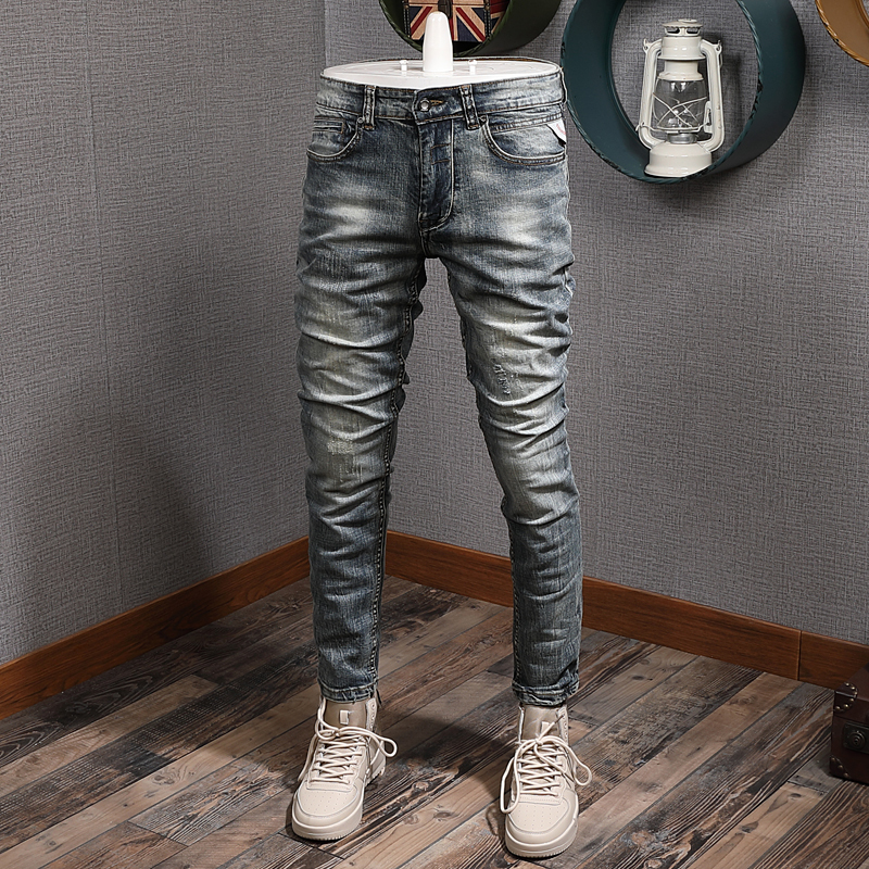 2021 New Italian Vintage Fashion Retro Washed Classical Slim Men Elastic Denim Pants Designer Ripped Jeans Homme Lw5j, Retro blue
2021 New Italian Vintage Fashion Retro Washed Classical Slim Men Elastic Denim Pants Designer Ripped Jeans Homme Lw5j, Retro blue