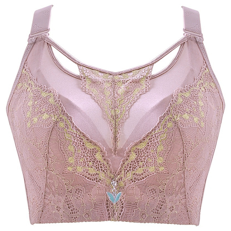 FallSweet Lace Wireless Bra Full Coverage Push Up Bras for Women Sexy Plus Size Mesh Lingeire 34 to 50 201202