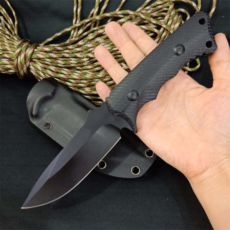 High Quality CR Survival Tactical Straight Knife 9Cr18Mov Black Drop Point Blade Black Full Tang G10 Handle Fixed Blade Knives With Kydex
High Quality CR Survival Tactical Straight Knife 9Cr18Mov Black Drop Point Blade Black Full Tang G10 Handle Fixed Blade Knives With Kydex
