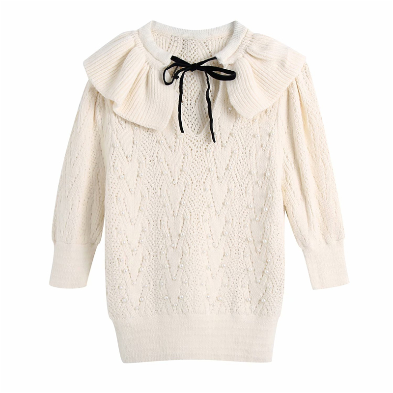 New Sweet Women Faux Pearl Solid Sweaters 2021 Fashion Ladies Ruffles V-neck Knitted Tops Elegant Female Chic Bow Soft Pullovers Y181, Beige
New Sweet Women Faux Pearl Solid Sweaters 2021 Fashion Ladies Ruffles V-neck Knitted Tops Elegant Female Chic Bow Soft Pullovers Y181, Beige