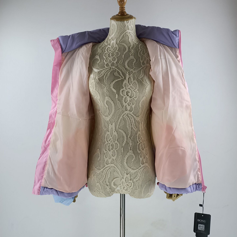 Winter Thicken Rainbow Contrast Women's Down Jacket Loose Padded Student Winter Coat Women Warm College Parka Female 200928