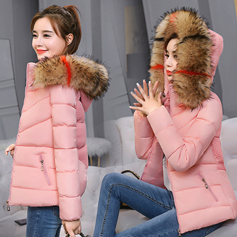 Slim Jacket Women Parkas Winter Fur Collar Hooded Short Women Jackets Cotton Warm Black Winter Female Coat Outwear KNHJ633 201026
