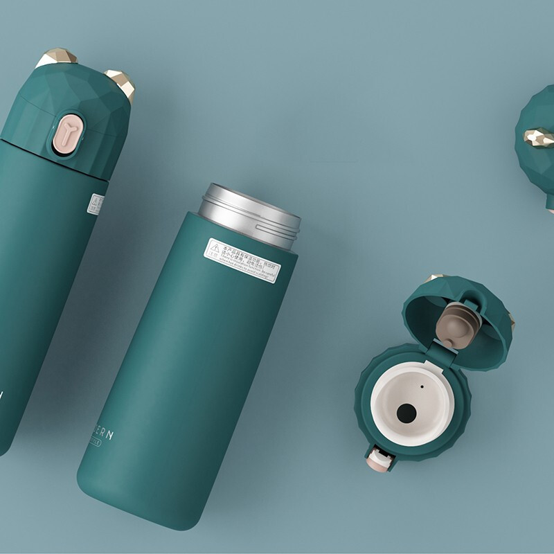 Modern Bear Thermal Cup 304 Stainless Steel Tumbler 350ml Vacuum Flask Lovely Girls Water Thermos Bottle Travel Insulated Cup LJ201218