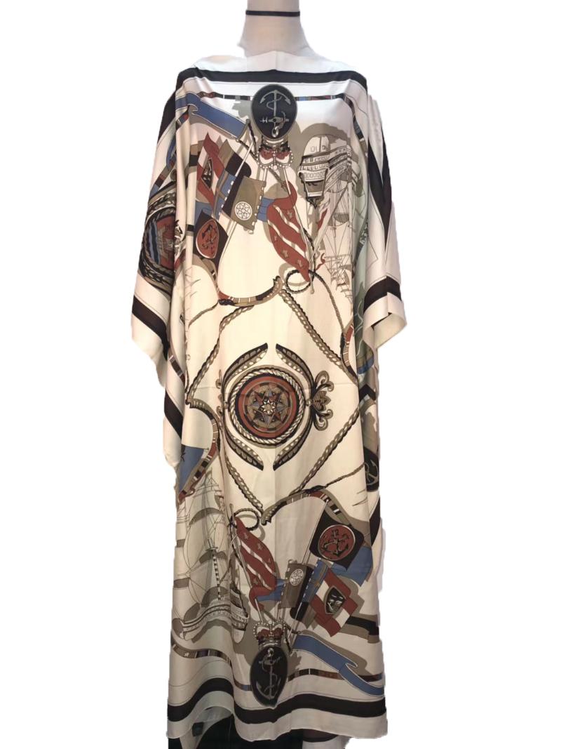 Fashion printed summer sexy silk kaftan dress boho long dress Full length Holiday women Beach caftan African dresses