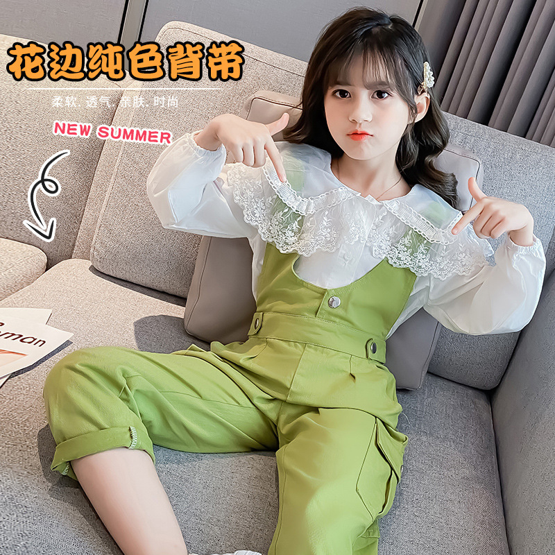 Girls' Overalls Set 2020 Autumn New Style Online Celebrity Korean-style Western Style Children Fashionable GIRL'S Spring and AutX1019