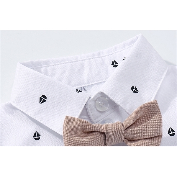 Baby Boy Romper Clothing Set Handsome Bow Suit Newborn 1th Birthday Gift Hat Printed Rompers Belt Infant Children Outfit Clothes Y1105