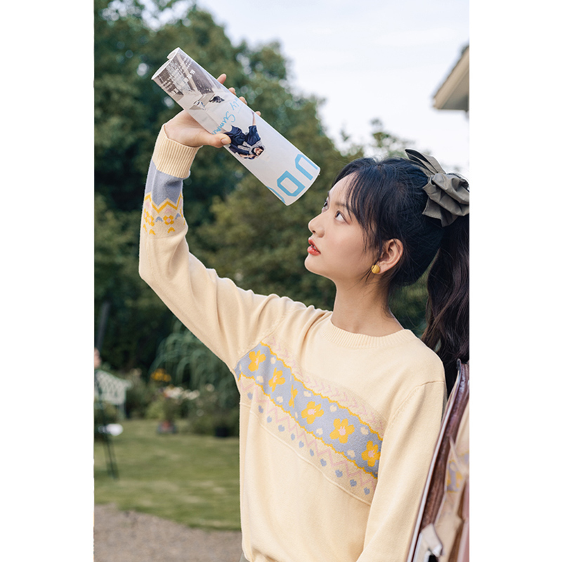 INMAN Autumn Arrival Jacquard Weave Sweater Rib Round Neck Knitting Micro-elastic Keep Warm Pullover Sweater 201225